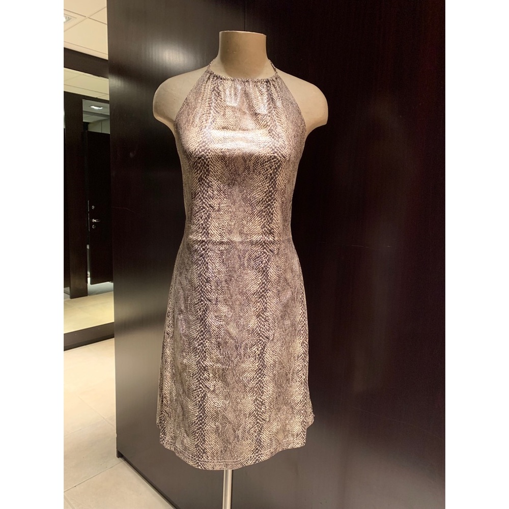 Vintage snake print halter A line dress